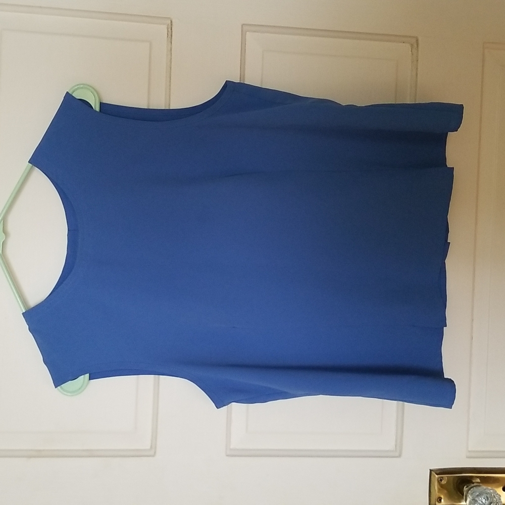 Blue tank blouse with buttoned up back